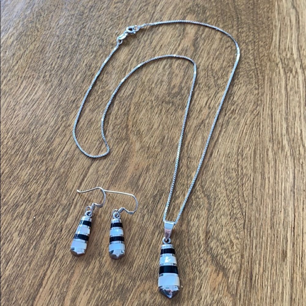 Sterling  silver necklace & earrings